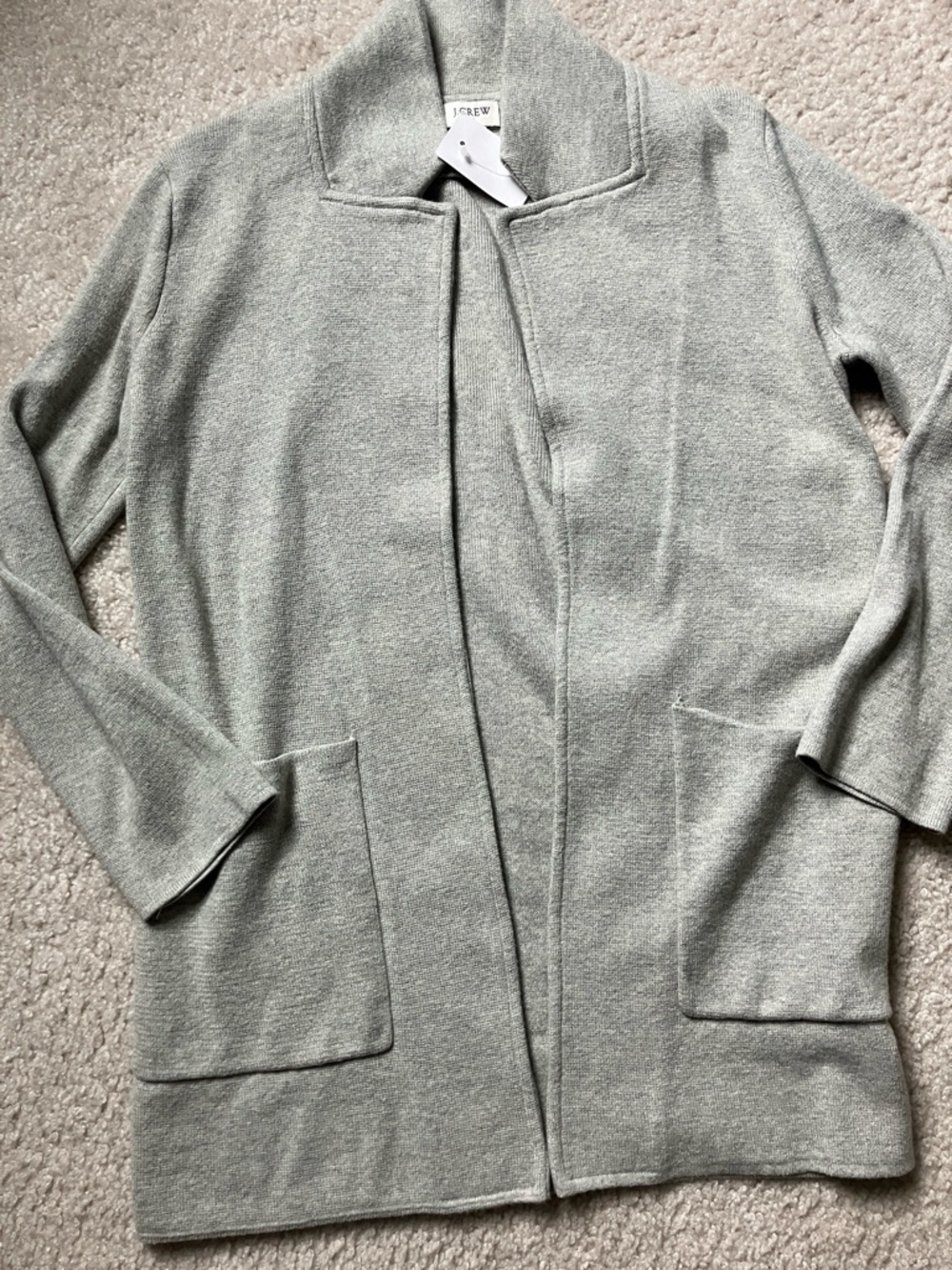 J. Crew Light Gray Open-Front Pocket Cardigan
